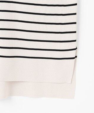 ANY SIS 【接触冷感・UVカット・洗える】ビューティクールボートネック プルオーバー ライトベージュ×ブラック