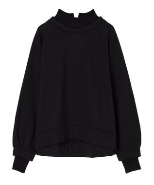 Green Parks 裏起毛ニットリブドッキングプルオーバー Black