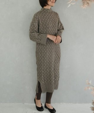 AND WOOL 〈高品質ウール〉〈洗えるニット〉〈暖かい着心地〉ウールレギンス ブラウン