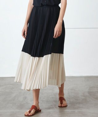 BEIGE， BOUIN / プリーツスカート Navy x Ecru