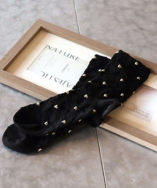 Tiaclasse 花柄ジャガードソックス ブラック