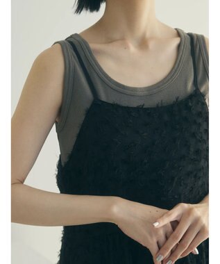 Green Parks armonia.フェザージャガードキャミワンピース Black