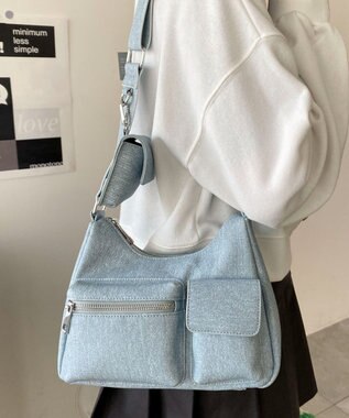 WEGO ポーチ付きランダムポケットデザインショルダー ブルーその他