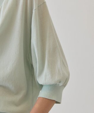 AMERICAN HOLIC 5分袖シアーVネックニットカーディガン Sax