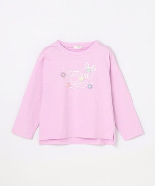 ANY KIDS 【綿100%】ロゴプリント 長袖Tシャツ ラベンダー