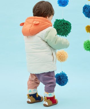 MIKI HOUSE HOT BISCUITS 【80-120cm】くまみみ付き 中綿ジャンパー アイボリー