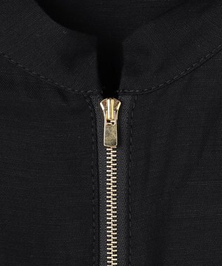 BEIGE， BERNARD / リネン混 フロントジップ スタンドカラードレス Black