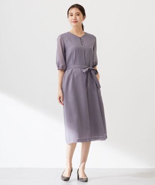 J.PRESS LADIES 【洗える】ブライトスパンボイル ワンピース グレージュ系
