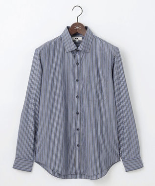 JOSEPH ABBOUD 【シルク×綿ブレンド】シルクコットンストライプ シャツ グレー系1