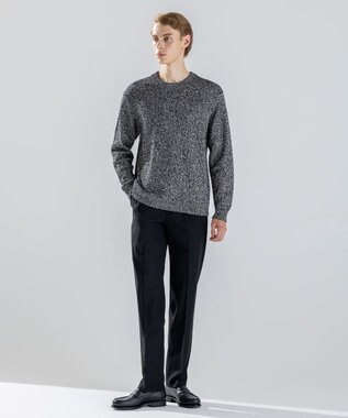 JOSEPH HOMME 新素材【ストレッチ/ウエストゴム仕様】ウール混キャリーマンストレッチ ドロスト付ストレートパンツ / HOVE ブラック系