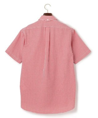 J.PRESS MEN オーガニックコットンサッカーギンガムチェックシャツ レッド系3