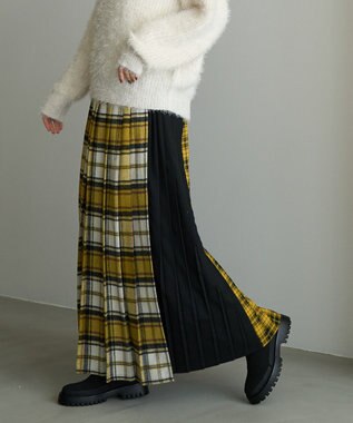 AMERICAN HOLIC シャギーチェックプリーツスカート Mustard