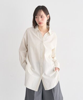 earth music&ecology 【SET ITEM】スカーフ付きスキッパーシャツ Stripe