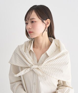 earth music&ecology 【SET ITEM】スカーフ付きスキッパーシャツ Stripe