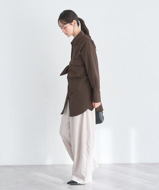 earth music&ecology 【SET ITEM】スカーフ付きスキッパーシャツ Brown