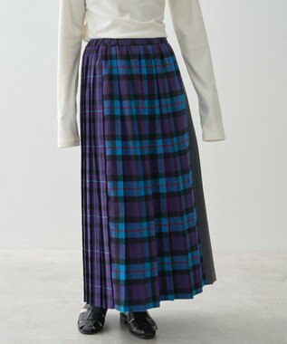 AMERICAN HOLIC シャギーチェックプリーツスカート Blue