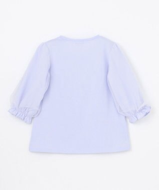 ANY KIDS リボン×チュール 七分袖Tシャツ サックスブルー