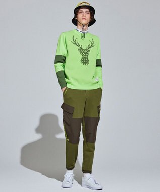 PW CIRCULUS 【イージーケア/軽量】【MEN】 DEER モチーフニット ライトグリーン系