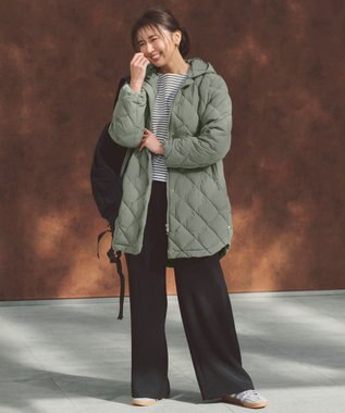 UNFILO L ハイツイストスムース バックZIP ボーダートップス オフ×ブラック