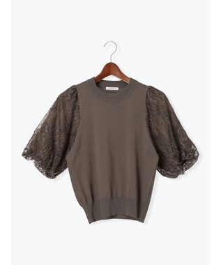 Te chichi レースバルーンスリーブニット ブラウン