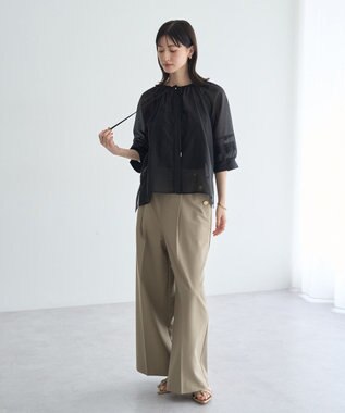YECCA VECCA タックスリーブシアーシャツ Black