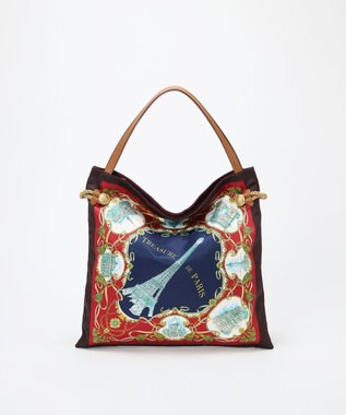 TOPKAPI 【TREASURE TOPKAPI】マイルドサテン スカーフ柄 トートバッグ チョコレート