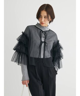 Green Parks ・ＥＬＥＮＣＡＲＥ　ＤＵＥ　２ｗａｙチュールブラウス Black