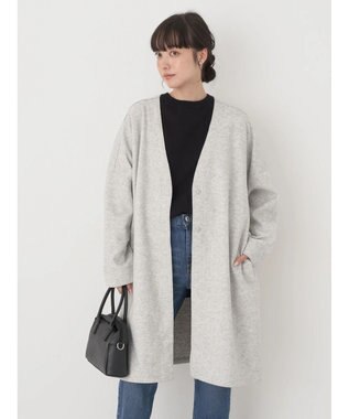 earth music&ecology 圧縮風ポンチコーディガン Light Gray