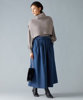 自由区 【洗える】ウールブレンドバルキー ネックウォーマー ライトグレー系