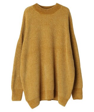earth music&ecology シャイニーベロアモールチュニック Mustard