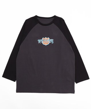 WEGO リラックスフィットグラフィックラグランT（7S） ブラック