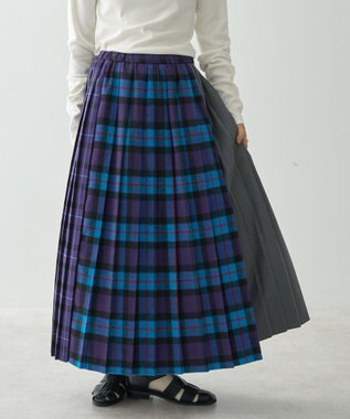 AMERICAN HOLIC シャギーチェックプリーツスカート Blue