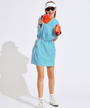 PW CIRCULUS 【高通気 / 軽撥水 / 軽量のDotAir 使用】【WOMEN】ストライプ柄ワンピ サックスブルー系2
