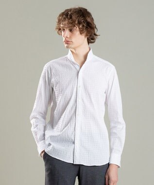 JOSEPH HOMME トリックジャガードストレッチ　ウイングカラーシャツ ホワイト系