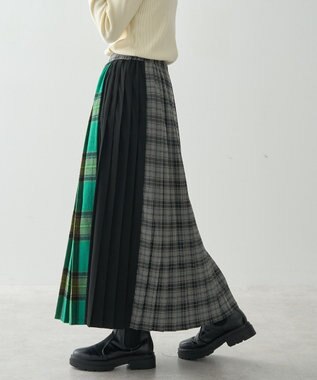 AMERICAN HOLIC シャギーチェックプリーツスカート Green