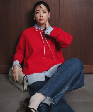 UNFILO L 【野呂佳代さん着用】UNFILO DENIM バレルレッグデニム ミッドブルー