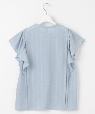 Feroux 【洗える】シャドーチェック ブラウス スカイブルー系2