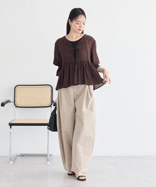 earth music&ecology アソートラッフルブラウス Brown