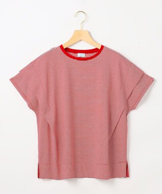 組曲 S GIZAコットンドルマンスリーブ Tシャツ オフ×チェリー系2