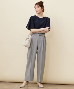 ANY SIS 【洗える】ドライオックスタック ワイドパンツ ライトグレー