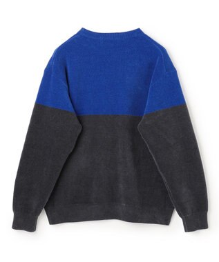 UNFILO MENS ライトモール ニット チャコールグレー×ロイヤルブルー