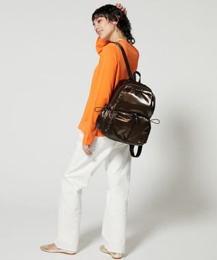 LA BAGAGERIE メタリックドロストポケット　リュックサック チョコ