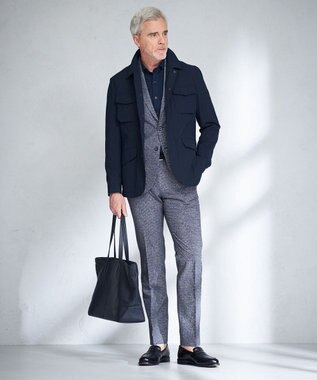 JOSEPH ABBOUD 【キングサイズ・イージーケア】快適な着心地 ジャージーシャツ ネイビー系