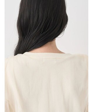 earth music&ecology チュールドッキング半袖ニットプルオーバー Ivory