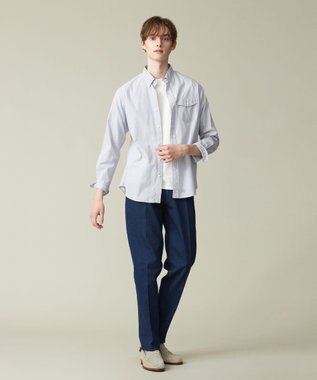 J.PRESS MEN ポプリンマルチストライプ ボタンダウンシャツ ネイビー系1