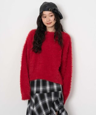 WEGO シャギーニットプルオーバー レッド