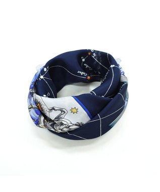 Marca ＜新柄！＞【伝統横濱スカーフ】星の神話 大判 シルクツイル スカーフ シルバーグレー