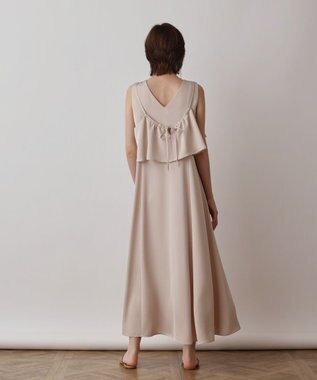GRACE CONTINENTAL サテンレイヤードワンピース ベージュ