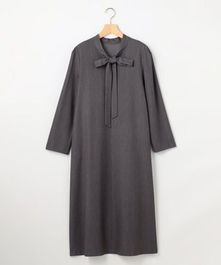 組曲 S 【前後着用可】ラメストライプボウタイ ワンピース グレー系1