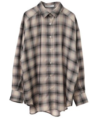 Green Parks オンブレーチェックライトシャツ Beige